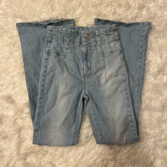 We The Free People Jayde Flare Jeans Washed Out Lightwash Jeans 28 - Picture 1 of 9
